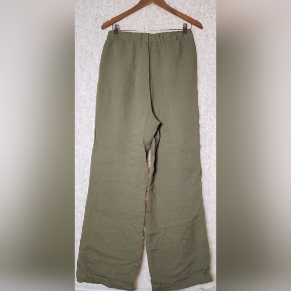 Soaked in luxury camille olive green high waisted wide leg trouser pants medium - Picture 12 of 14